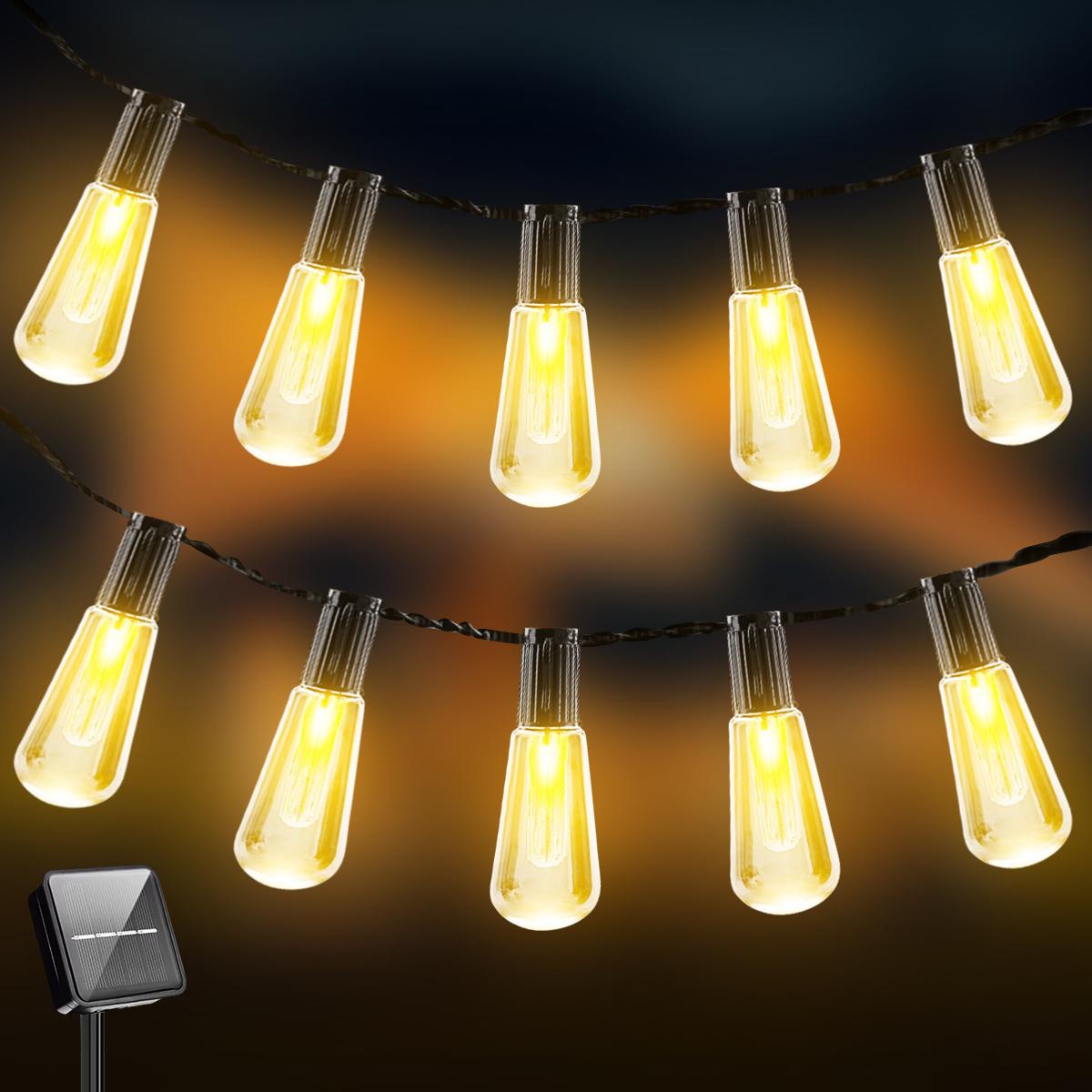 

Лампочки Эдисона Хэллоуин Атмосферные огни Уличные светодиодные гирлянды на солнечной батарее 3,5 метра 10 лампочек Украшения для праздничной вечеринки 0-5W