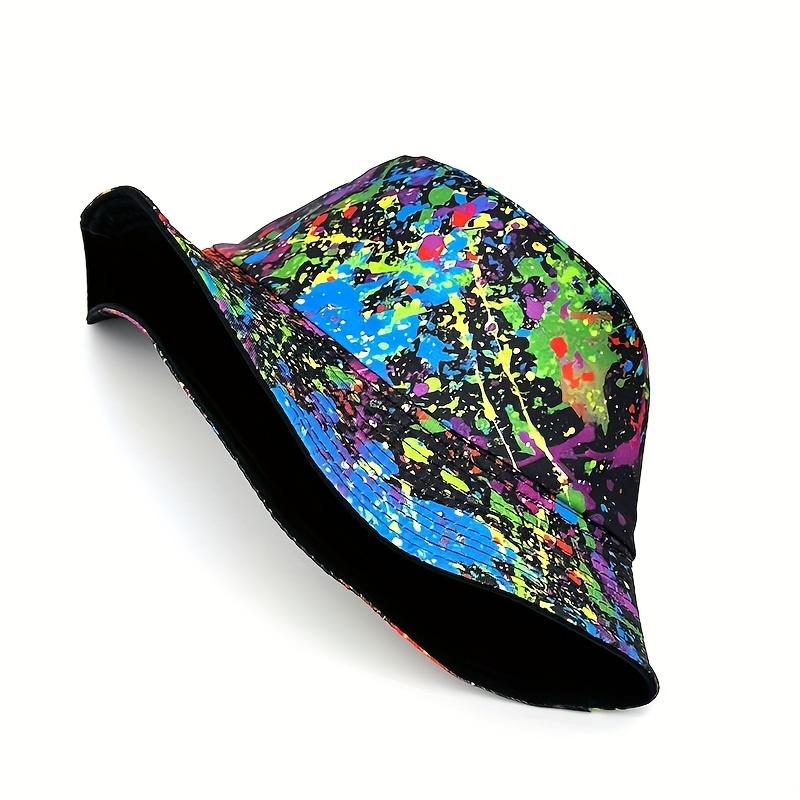 Colorful Tie-Dye Splatter Digital Printed Reversible Bucket Hat a Lightweight Trendy Fisherman'S Cap Suitable for Men And Women