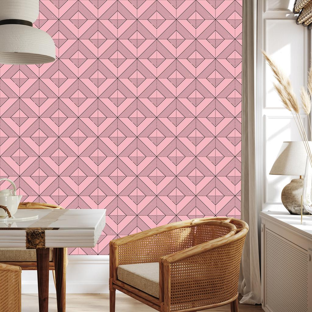 Geometric rhombus wallpaper coral and red, fine detail 50x1000