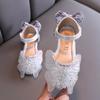 Girls Leather Shoes Children's Lace Butterfly Rhinestone Pearls Beading Performance Single Shoes Fashion Weeding Kids Shoes