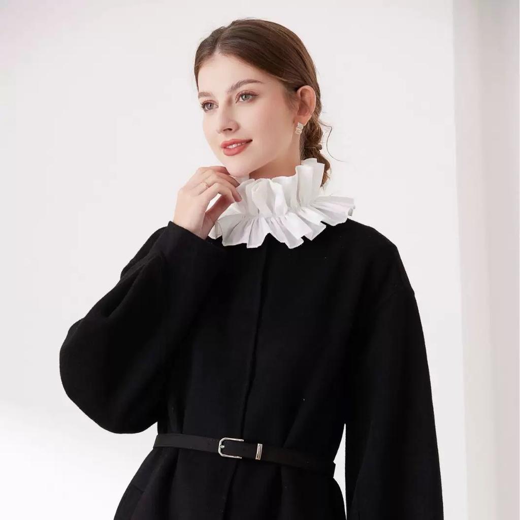 Women's Solid Colour Black White Vertical Cotton Fake Collar Ruffled Neck Collar Fashion Lace False Collar Four Seasons