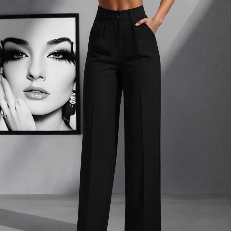 Women's New High Waist Straight Leg Tube Simple Suit Pants Women Solid Color Fashion Casual Long Pants Elegant Office Spring Autumn Clothing