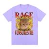 Rage Consumes Me Chaotic Meme T Shirt Funny Angry Cat Fire Graphic Tshirts Unisex Women Clothing Cotton Casual Short Sleeve Tshirt