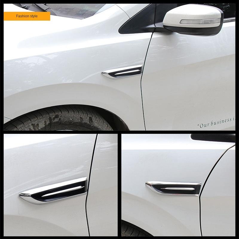 2 buc/lot autocolant 3D capota masina grila cromata branhie de rechin simulare aerisire ventilatie auto decor exterior auto autocolante cromate