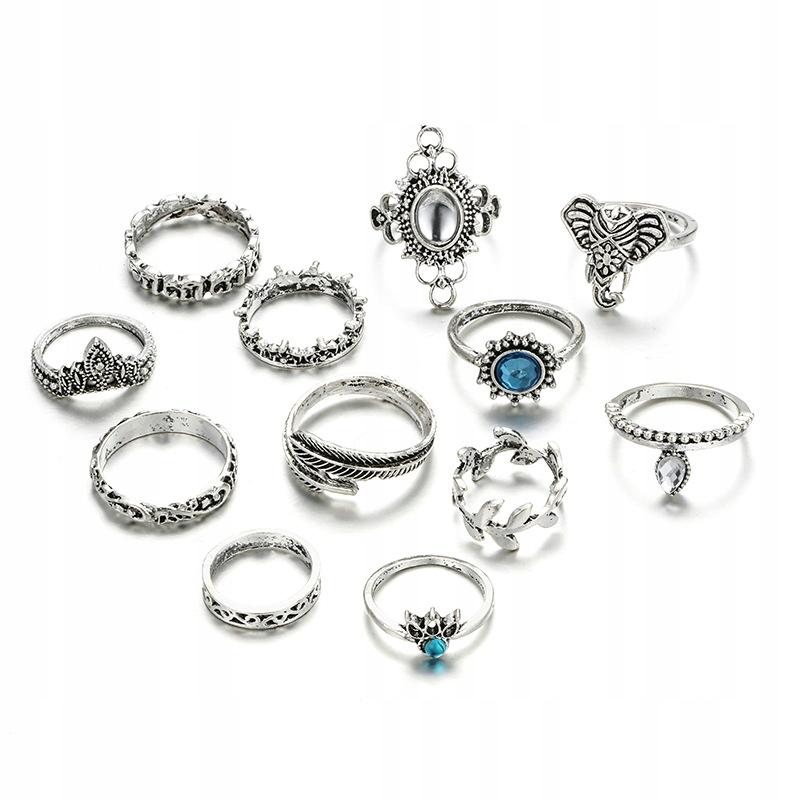 Silver Retro Punk Boho Ring Set 74