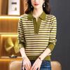 Stylish Women's Lapel Knit Sweater - Spring/Autumn Short Pullover for Middle-aged