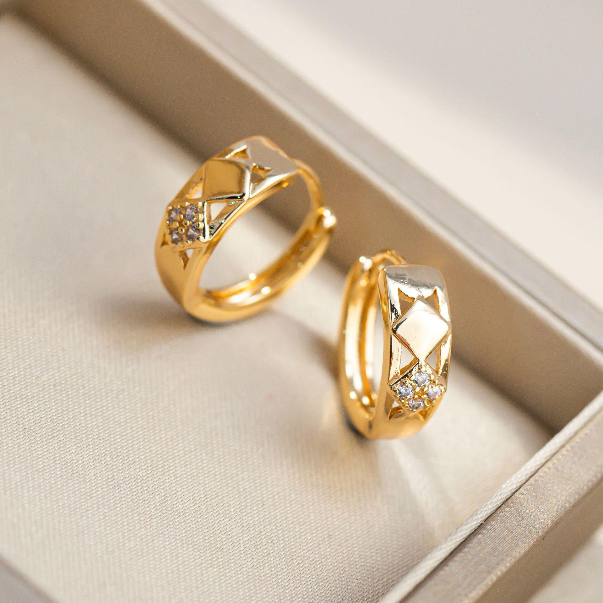 Korean Style Ultra-Shiny Zircon Double-Sided Rhombus Earrings for Women