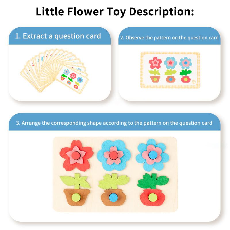 Wooden Flower Stacking Puzzle Set Color Shape Sorting Stacking Toy, Sensory Toys, Educational Toys For Boys Girls, Preschool 1