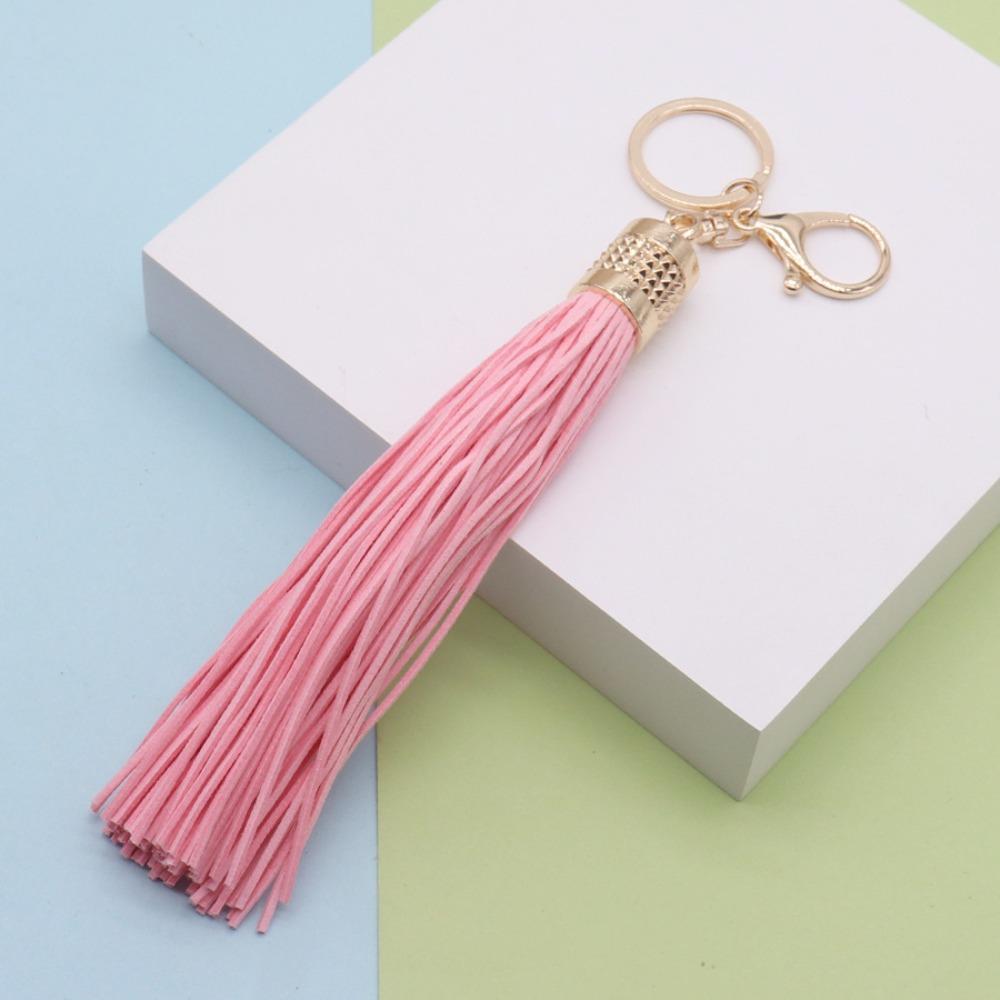 Cute Hanger Leather Tassel Keychain Alloy Pu Car Keyring Fashion DIY Bag Charm Men