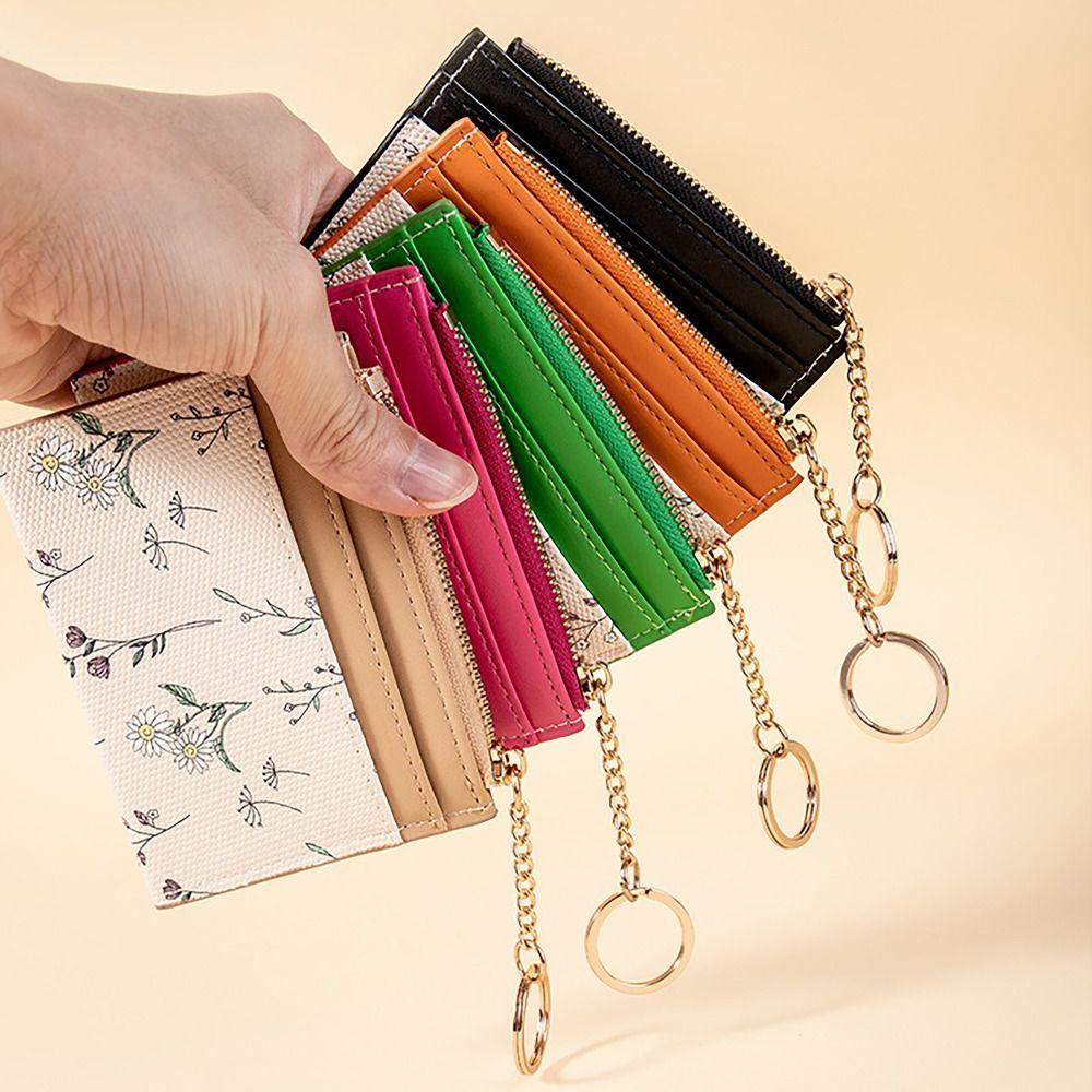 

with Zipper Pocket Money Coin Purse Floral Print Card Wallets for Girls Students Gift