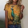 Peacock T-Shirts Animal Women Fashion O-Neck Short Sleeve T Shirt Y2k Harajuku Oversized Tees Tops Female Clothing