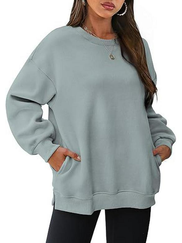 Women's Oversized Plus Velvet Round Neck Pullover Sweatshirt