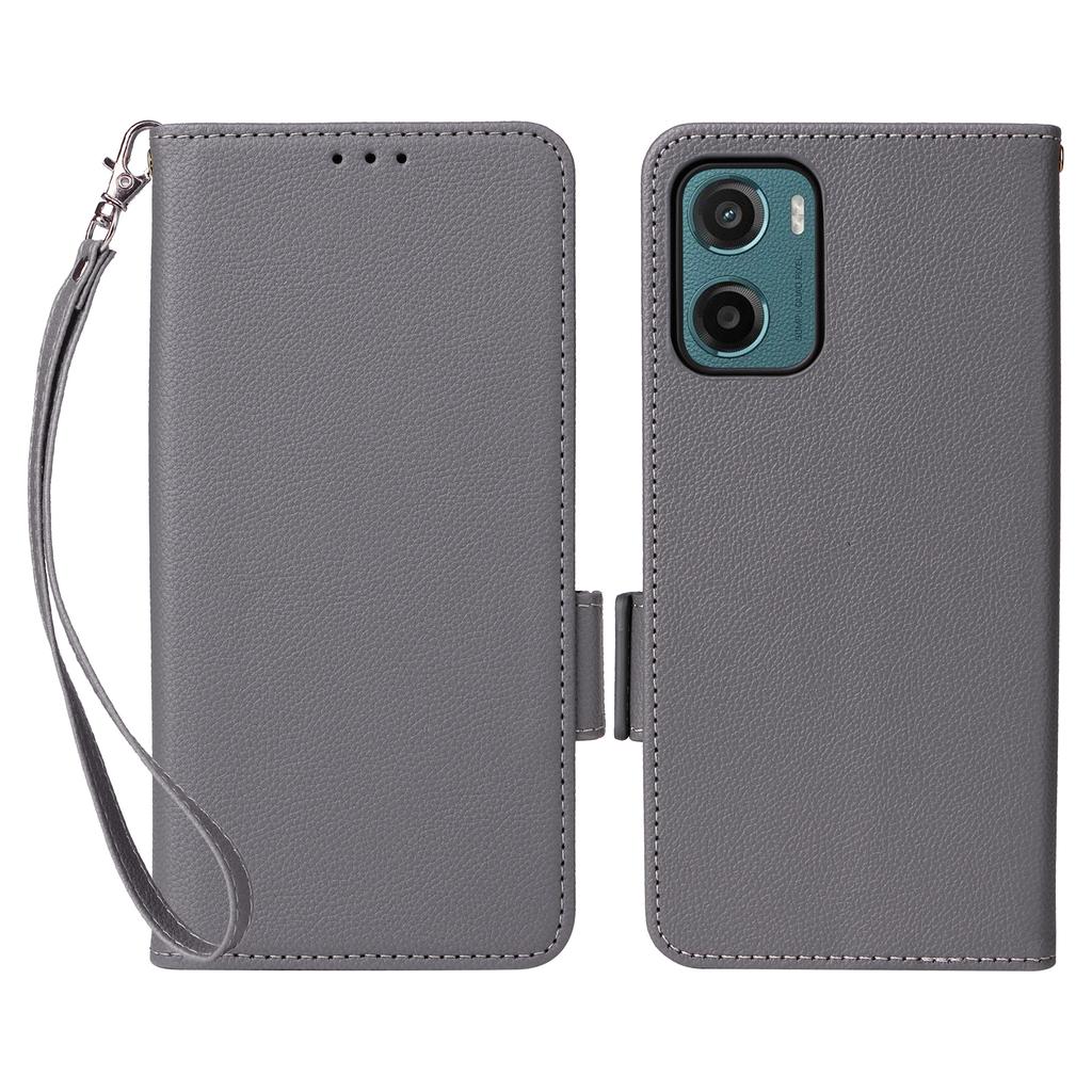 For Motorola Moto G05 4G/E15 4G Case with Wrist Strap Litchi Texture PU Leather Wallet Phone Cover