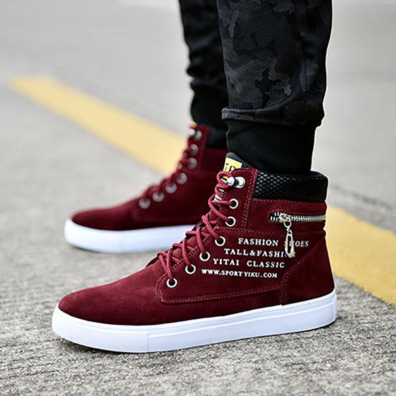 Jarní a podzimní sportovní vysoké boty pánské vysokoškolský styl korejské plátno ploché ležérní tenisky pro všechny zápasy