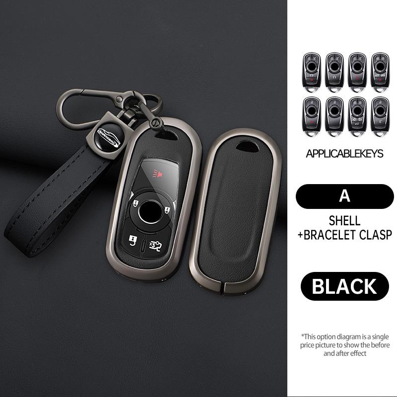 Auto Key Fob Cover Fit For Buick B 5 Buttons Opel Astra G H J Mokka Insignia Vectra Meriva Corsa Zafira Zinc Alloy+Leather Auto Accessories