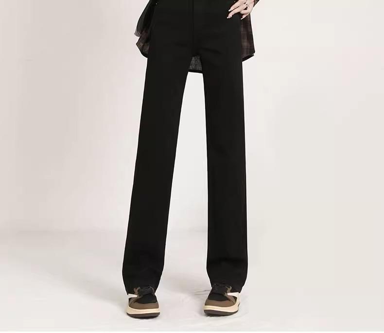 Autumn 2025 Women's High-Waisted Slimming Straight-Leg Black Jeans