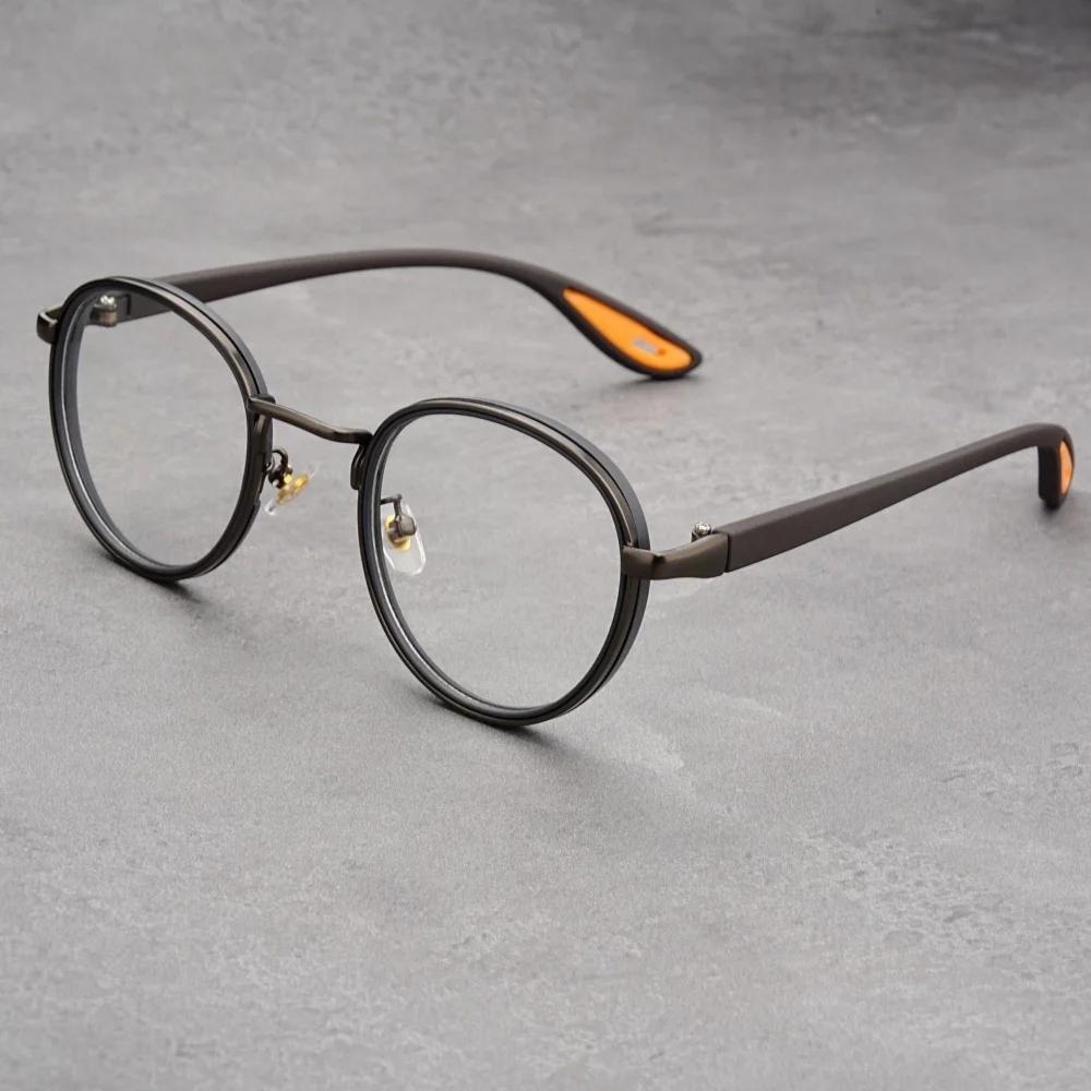 Modna stopowa oprawka okularów optycznych męska anty-niebieskie światło przezroczyste soczewki okulary vintage casual metalowa oprawka oprawka do okularów