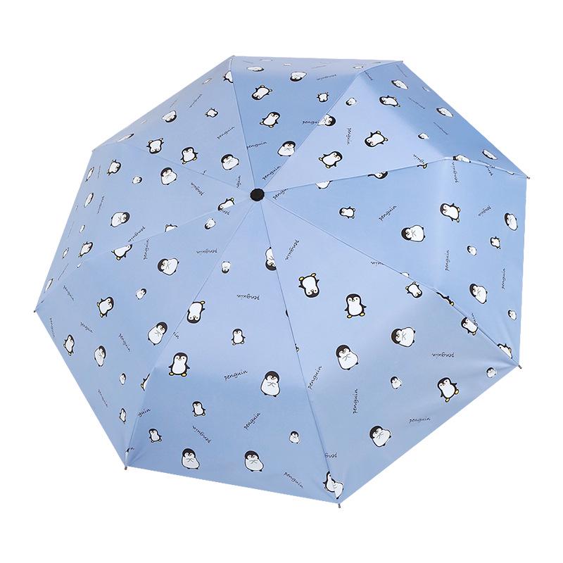 Cartoon Black Glue Automatic Umbrella - Sun Protection for Students, Sunny & Rainy Dual-Use