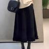 All Match Solid Color Woolen Skirt Women's Autumn Winter New High Waisted Loose Slim A-line Large Swing Skirt