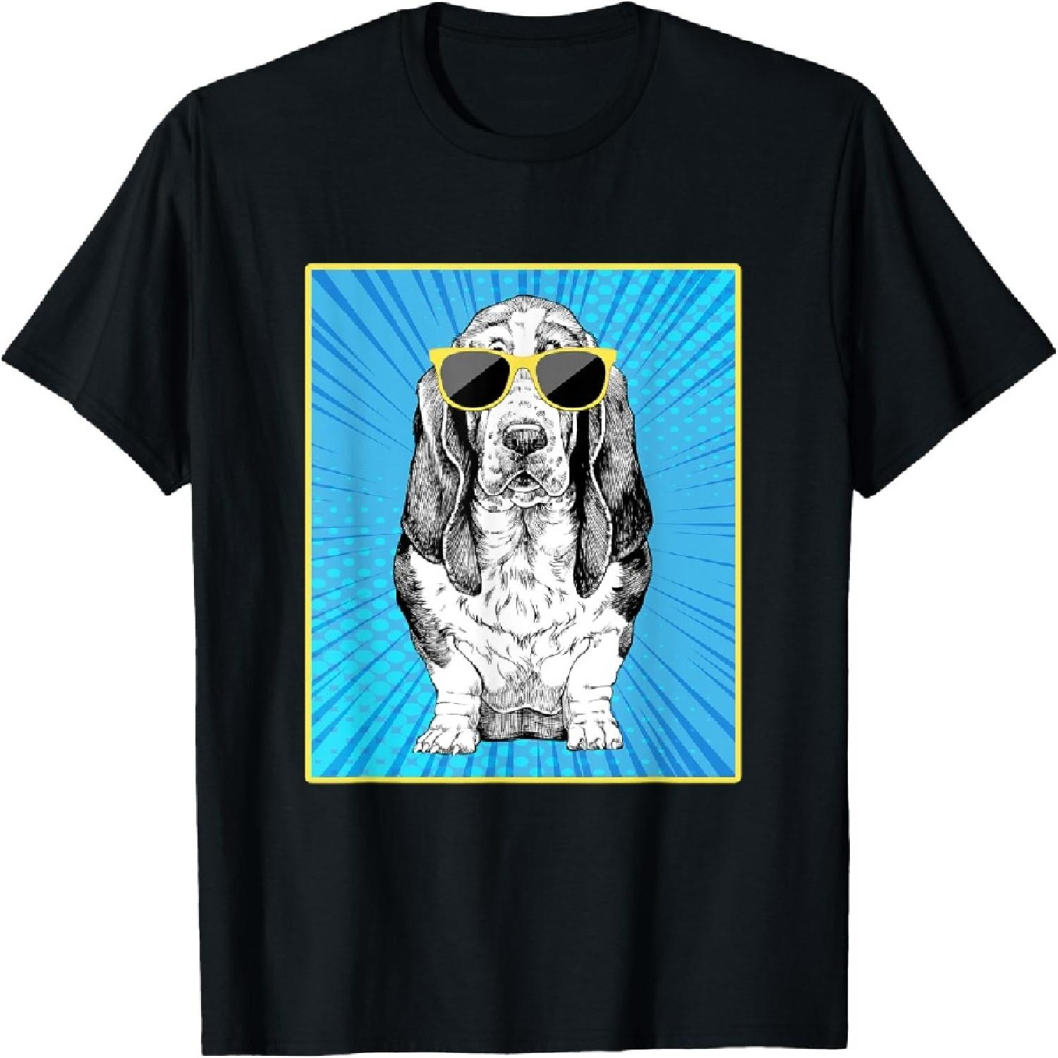 

Basset Hound Portrait Pop Art Dog with Sunglasses T-Shirt for Men Women Kids XXXXXL різнокольоровий