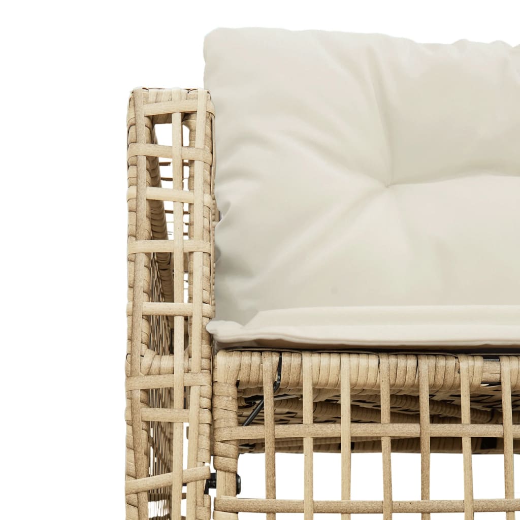 L-förmiges Gartensofa mit Kissen und Hocker Beige Poly-Rattan