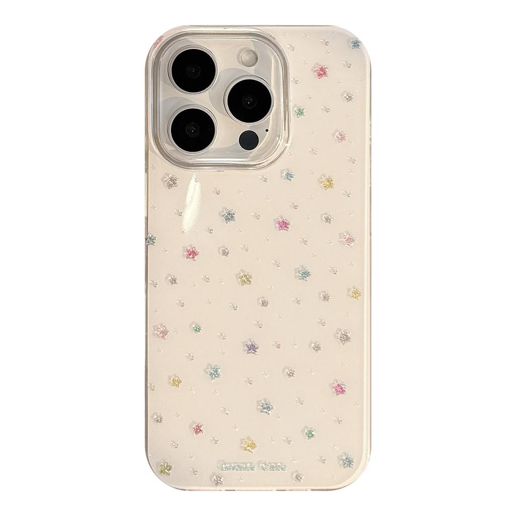 Glazed Sand Colored Stars Suitable for 16 Apple 17 Promax Mobile Phone Case Iphone 13 Hard 12 Korean 14 Advanced 11