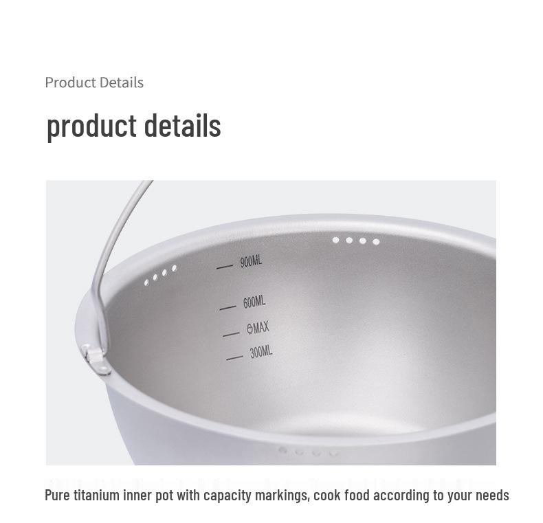 Essential Pure Titanium Micro-Pressure Cooker: Outdoor Camping Cooking, Soup, Stew, Rice Steaming Pot with Large Capacity, Multi-purpose Use