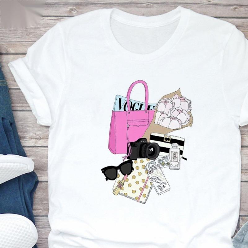 

Летние сумки для девочек, косметика, принты в стиле ретро, большие размеры, чистый хлопок, короткие рукава, футболки, женские XXXL