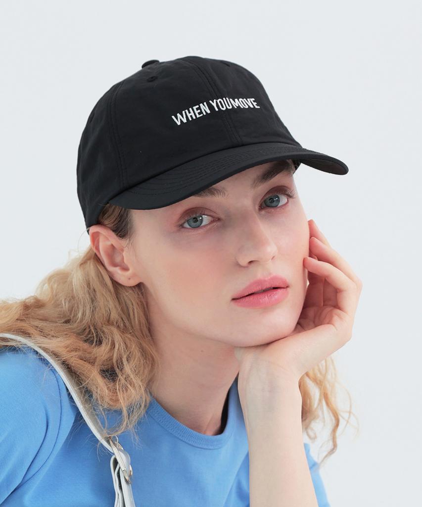WHEN YOU MOVE Nylon Logo Embroidered Ball Cap Black
