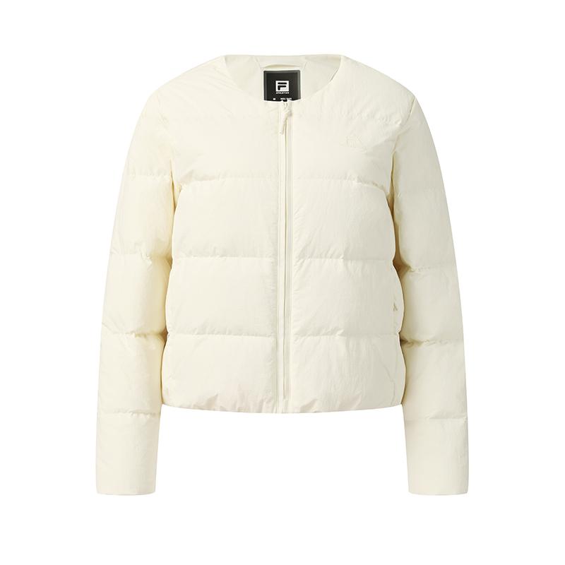 FILA Explorer Minimalist Lightweight Warm Outdoor Woven Down Jacket Women outerwear Dew-White A11W547903FIV