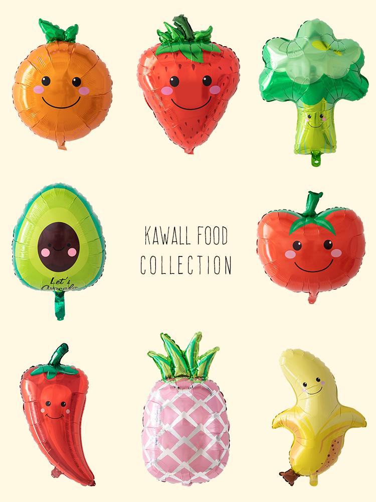 Kids Cartoon Fruit & Veggie Foil Air Balloons - Creative First Birthday Party Decor