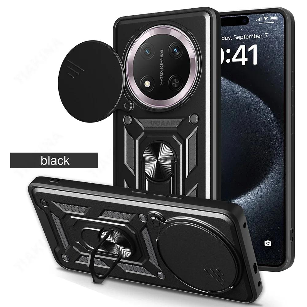 Slide Lens Armor Funda for Realme C61 4G India Case Magnetic Ring Stand Holder Cover for Realme Note 60 Narzo N61 4G Global Case