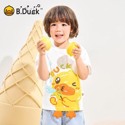 B.Duck Boys' Cartoon Print Cotton Short Sleeve T-Shirt