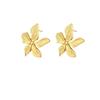 Trendy Golden Flower Stud Earrings Stainless Steel Metal Jewelry Simple Texture Floral Earrings Gifts for Women Waterproof