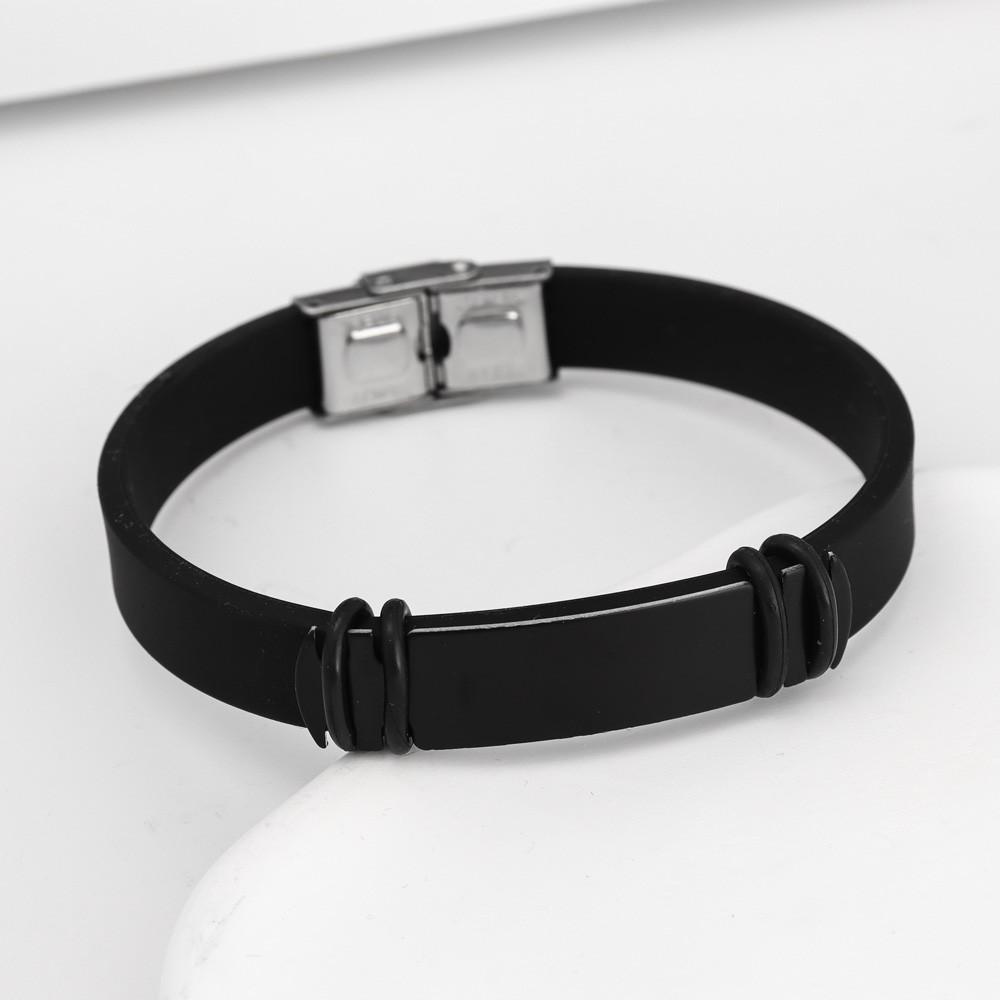 

New Classic Simple High Quality Silicone Bracelet Silicone with Metal Men s Bracelet Popular Accessories Gift чорний