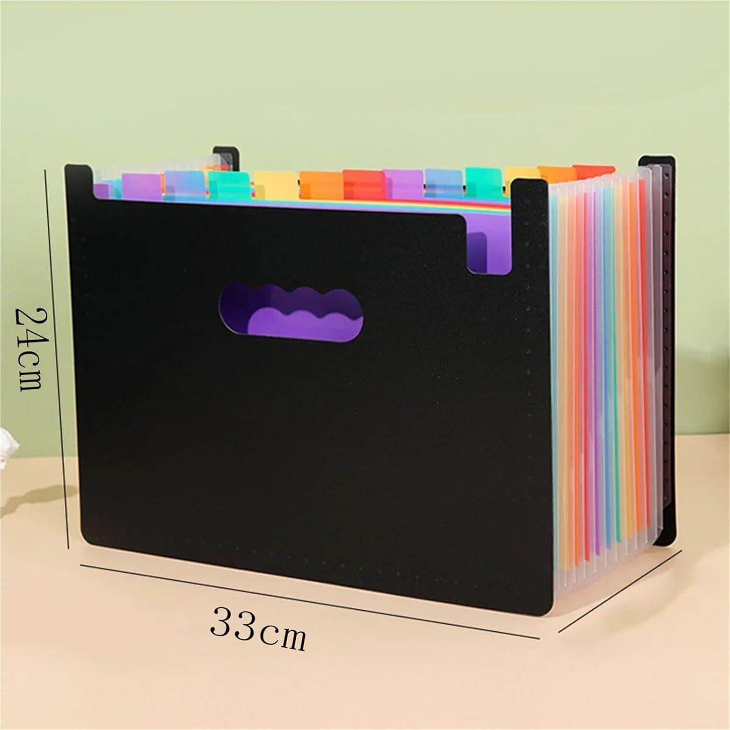 Rainbow Index PP Accordion Folder A4 Multi-Layer Vertical File Organizer UV Printed Essential Tool for Exam Papers Document (Black,A4) чёрный