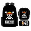 Anime Rucksack Set One Piece Naruto Schultasche für Jungen Schüler Laptop Rucksack Umhängetasche Federmäppchen 3-teilig Große Kapazität Wasserdicht