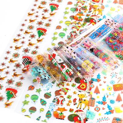 10 Sheet 20*4cm Christmas Nail Foil Sticker Glitter Snowflake Santa Elk Maple Gift Transfer Slider Polish Slider Starry Sky Paper