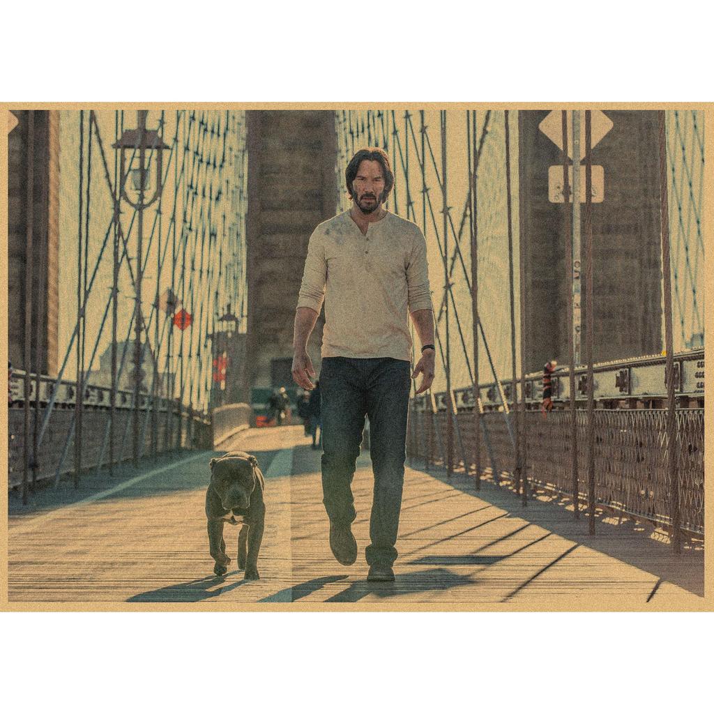 John Wick Snelheidsachtervolging Retro Muurposter - Keanu Reeves Kraft Art 257