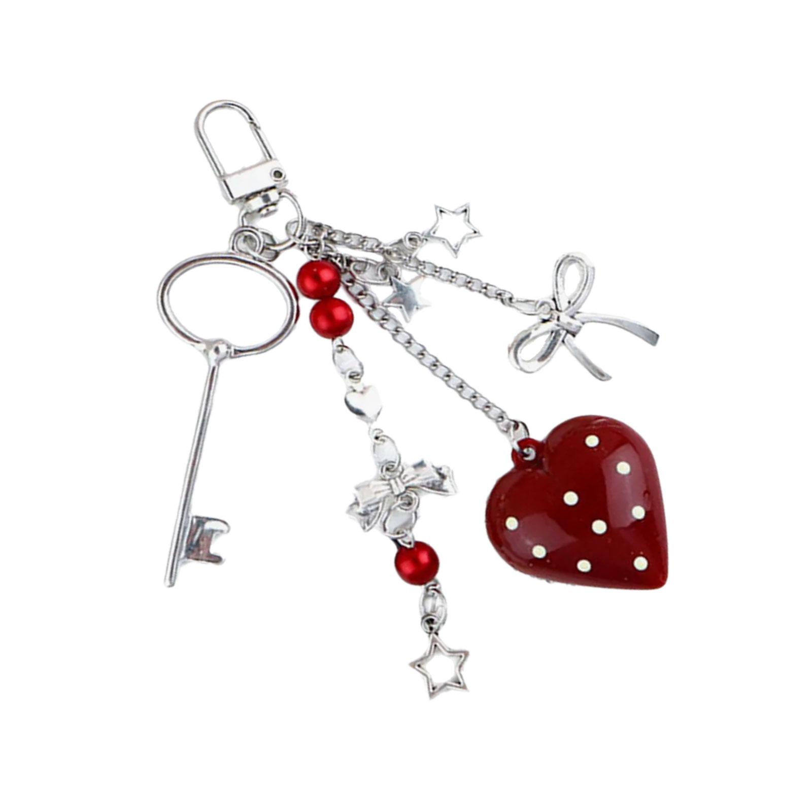 

Элегантный сердечный бант-подвеска для ключей с подвеской-браслетом, прочное украшение для сумок для повседневного использования A