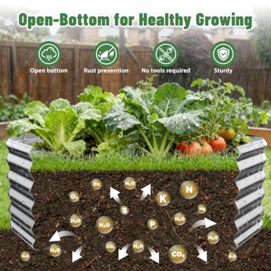 4FT X 1.5FT Hexagon Raised Garden Bed 48 Inch Diagonal 16.5 Inch Tall Galvanized Steel Planter Box with Wave-Shaped Metal Panel