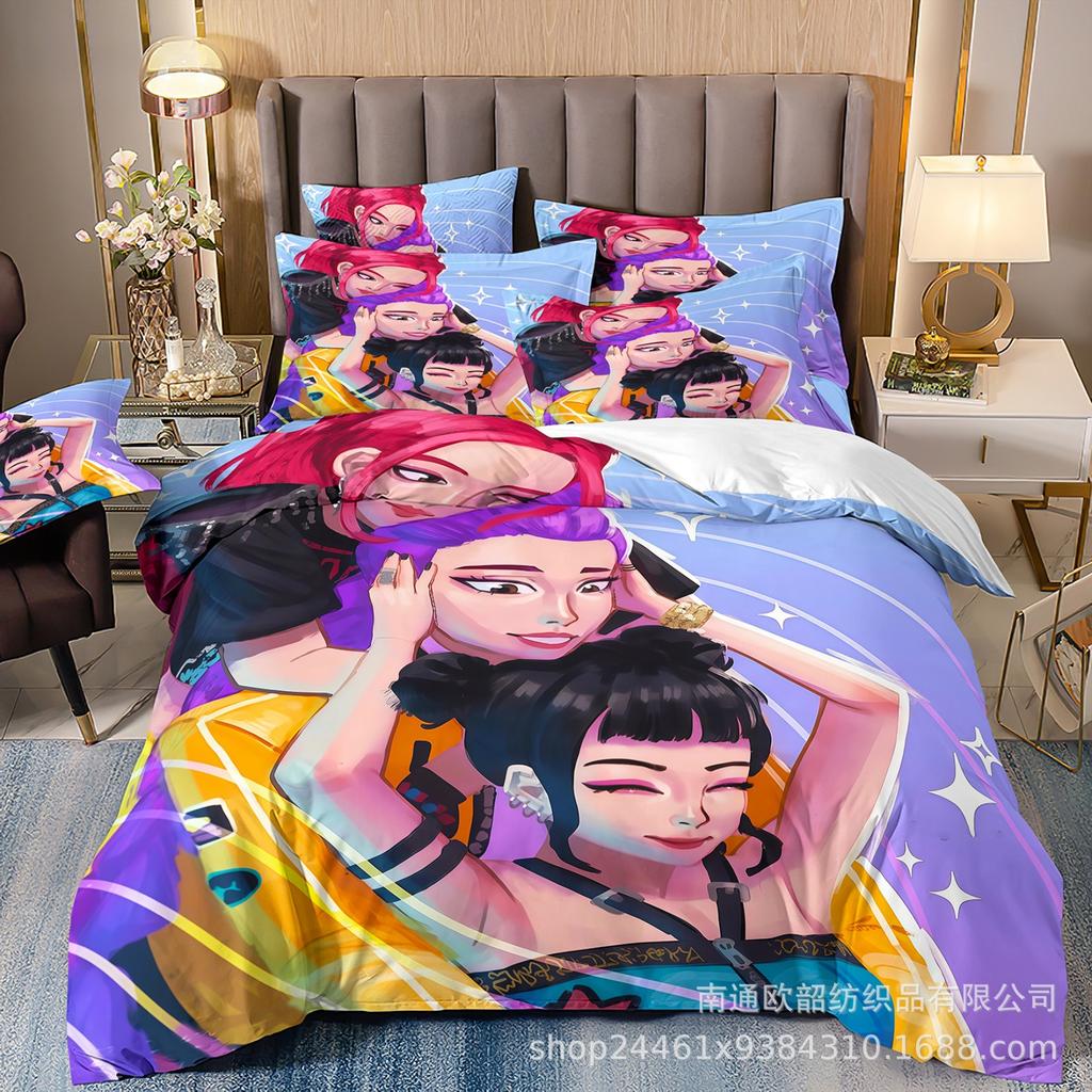 3D Printing, Witch Hunters Cartoon Animation Bedding Quilt Cover Three-Piece Set