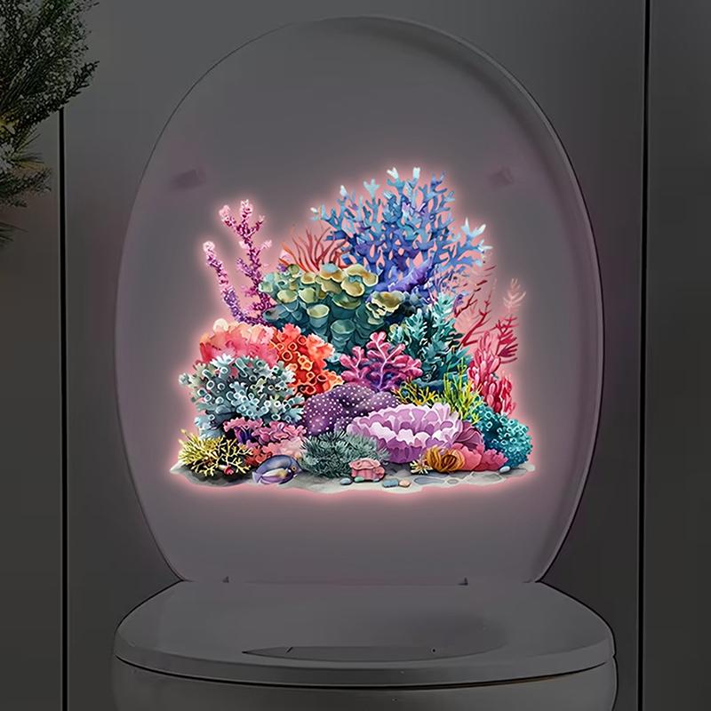 Glow-In-The-Dark Coral Reef Toilet Sticker Luminous Wall Sticker Home Decoration Self-Adhesive Removable Waterproof Car Sticker