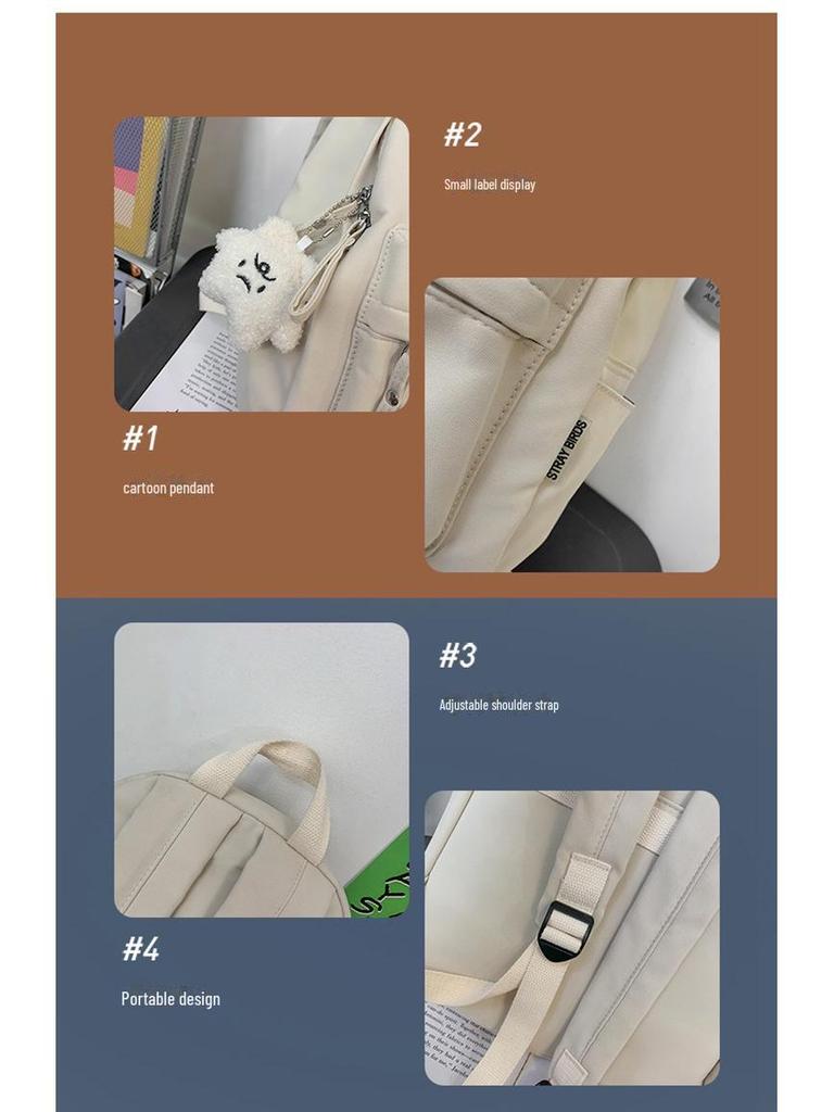 Korean Junior High Solid Color Backpack - Versatile & Stylish for Boys and Girls