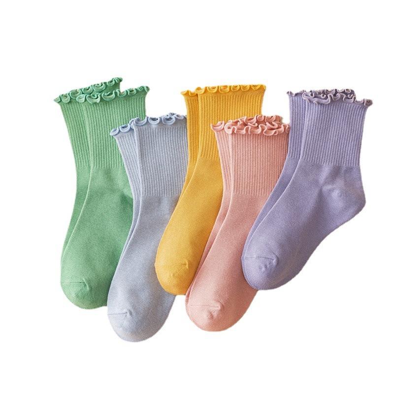 5 Pairs of Women's Summer Thin Wooden Ear Side Pile Socks