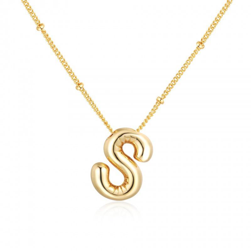 Minimalist Copper-Plated Gold Alphabet Pendant Sweater Chain Jewelry