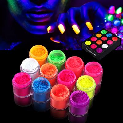 12 Color Nail Fluorescent Powder Painting Laser
