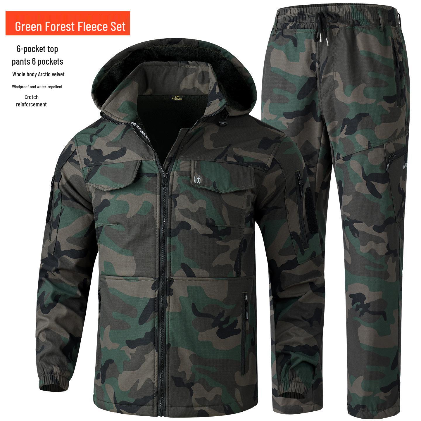 

Men s & Women s Cold-Resistant Arctic Fleece Ski & Mountaineering Set: Water-Repellent, Warm, and Thick for Autumn and Winter Outdoor Activities M [100-110 lbs]