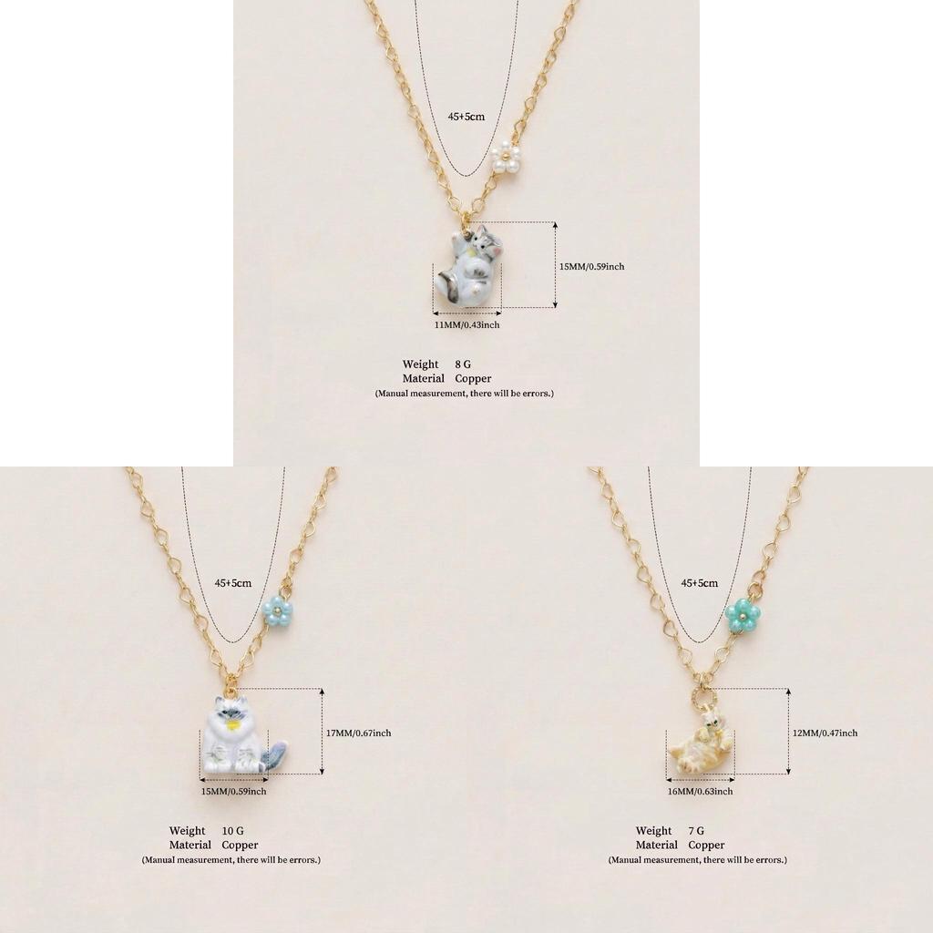 Animal Series Cat Pendant Necklace With Oil Drip Finish For Women Fashion Jewelry