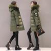 Women's Autumn Winter Fashion Casual Cotton Jacket Fur Collar Warm Thick Overcoat Slimming Long Hooded Parka Coats